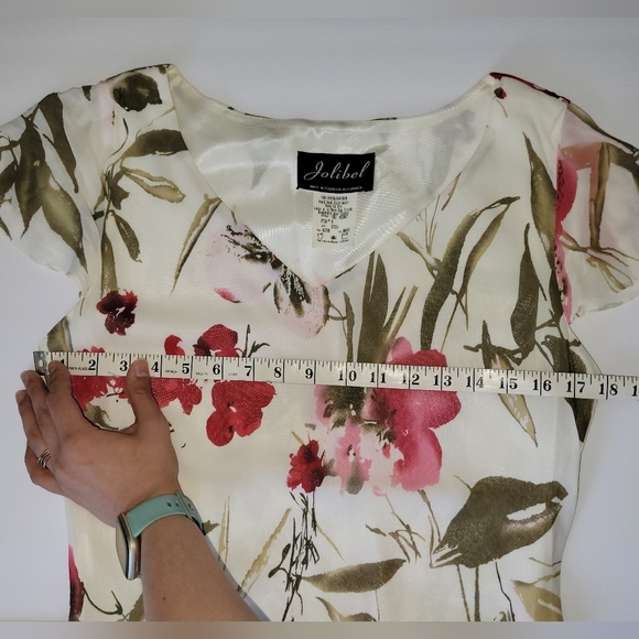 Jolibel Vintage Cream Floral Tiered Ruffle Asymmetrical Flutter Sleeve Y2K Dress - Picture 7 of 9